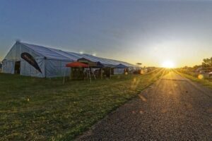 A photo of sunrise at the Supplier & Vendor Expo at Elkhart Municipal Airport during Elkhart Open House