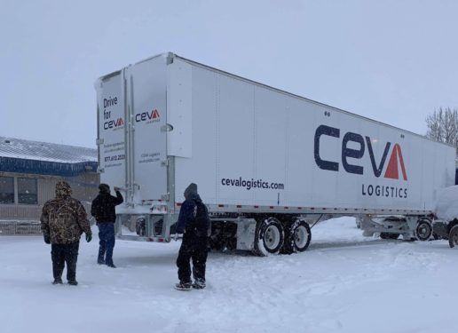 CERV Logistics donated the use of a tractor-trailer to transport Warm Up the Ridge donations to the Pine Ridge Indian Reservation.