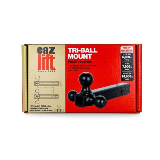 A picture of a box containing Camco Manufacturing's Eaz-Lift Triple Ball Mount