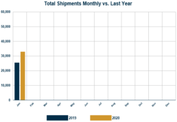 Graph of RVIA's report on monthly wholesale shipments through January of 2020
