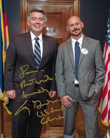 Picture of Dana Nelsen, publisher of RV News magazine and CO Senator Cory Gardner