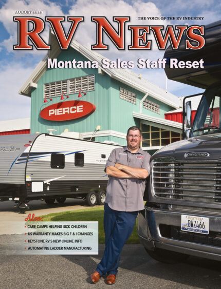 The front cover of the August 2020 edition of RV News Magazine