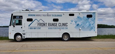 A picture of Winnebago's platform used in a mobile medical clinic for opioid addiction care for Colorado.