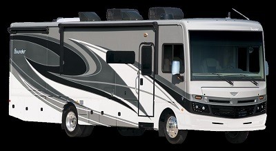 An exterior picture of Fleetwood RV's 2021 Bounder Type A Gas Anniversary Edition motor home