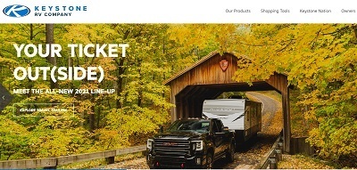 A picture of the Keystone consumer website homepage captured in a screenshot