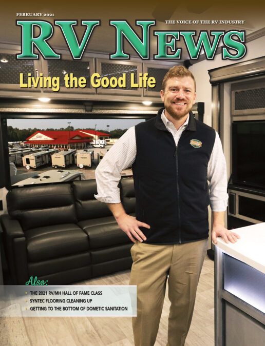 A picture of the RV News February 2021 cover with Good Life RV featured