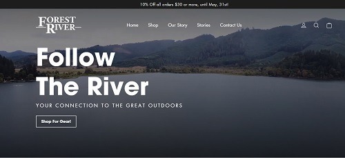 A picture of Forest River's new e-commerce website homepage