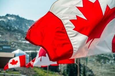 A picture of Canadian flags