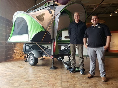 A picture of the SylvanSport camping trailer display at the RV Hall of Fame