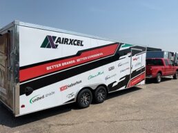 An exterior view of the Airxcel mobile showcase, debuted at the Winnebago Grand National Rally