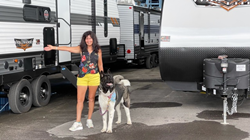 A picture of owner Gigi Stetler at the reopening of her Planet RV dealership in Florida