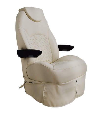 A picture of the Hi-Rider Captains Chair with white covering made by Freeman Seating Co.