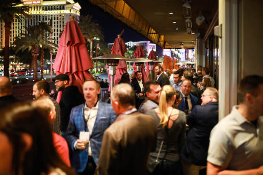 A picture of the reception hosted Tuesday night at the 2021 RVDA conference in Las Vegas by Brown & Brown