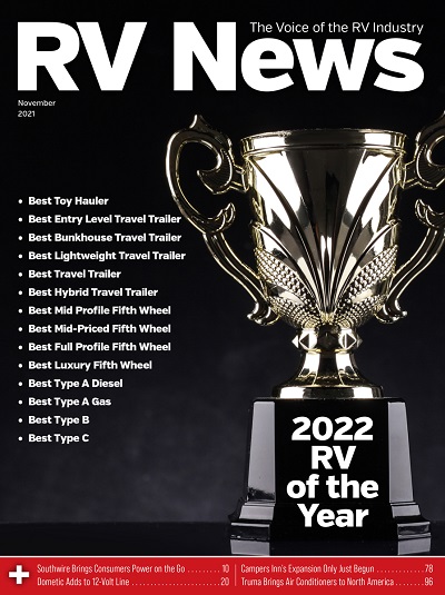 A picture of the cover of the November 2021 issue of RV News