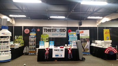 A picture of Thetford's exhibitor stand.