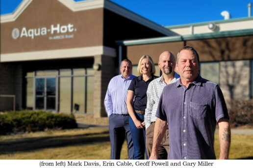 A picture of Aqua-Hot leadership members Mark Davis (left), Erin Cable, Geoff Powell and Gary Miller (right)