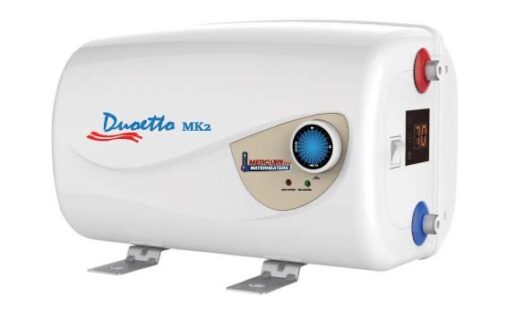 Australian RV manufacturer Aus J Hot Water Solutions's 12V-240V Duoetto 10-litre hot water system.