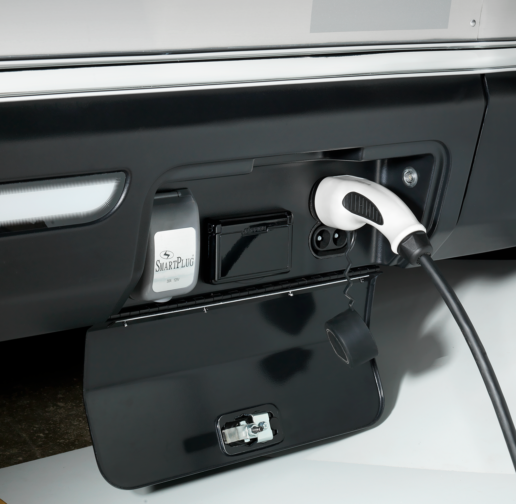 A closeup of eStream's charging port.