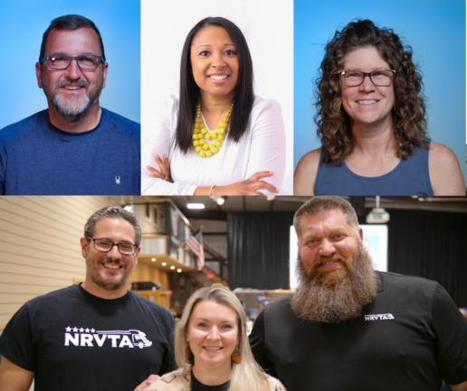NRVTA leadership. From top left: John Brown, Gilda Mitchell, Jenn Brown. Bottom, from left: Tony Flammia, Stephanie Henson and Todd Henson.