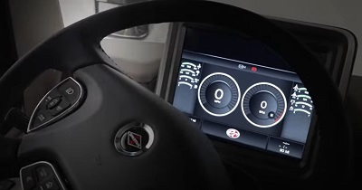 A screenshot of a video display features of Entegra Coach's new Safe View Dash