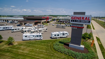 A picture of the General RV Assembly Park lot in Michigan in 2018