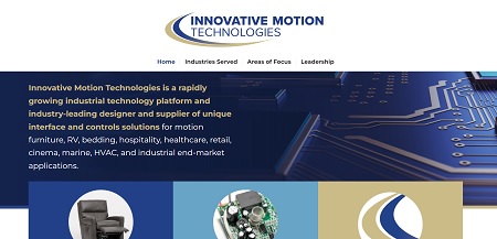 A screenshot of Innovative Motion Technologies' newly launched website