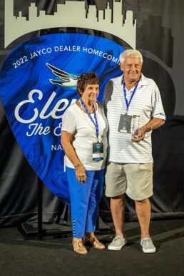 A picture of Masters RV Center owners Terry and Elaine Masters at the 2022 Jayco Dealer Meeting