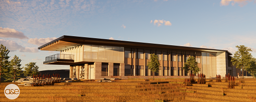 An artist's rendering of the exterior of the new KOA headquarters in Billings, Montana