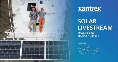 A picture of the Odd Life Crafting YouTube couple promoting Xantrex's solar livestream event.