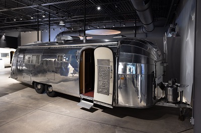 A picture of a 1955 Airstream trailer