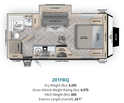 A picture of the 201 FBQ Ember RV Floorplan