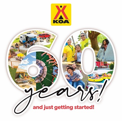 A picture of the KOA 60th anniversary logo