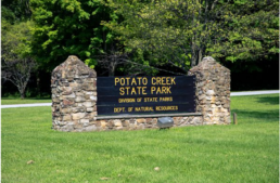 A picture of the Potato Creek State Park sign
