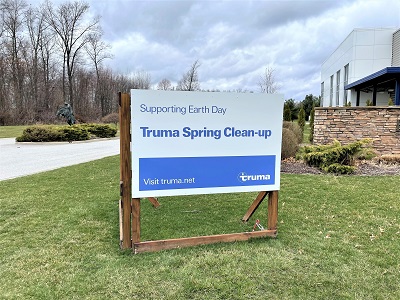 A picture of aTruma annual cleanup sign outside.