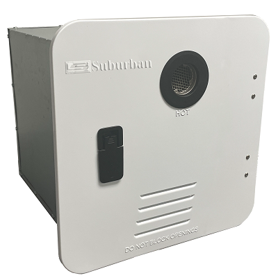 A picture of the Suburban IW42 on-demand square water heater