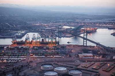 A picture of the Port of LA from above