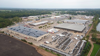 A picture of the Shyft Group plant in Charlotte, Michigan, that includes Spartan RV Chassis