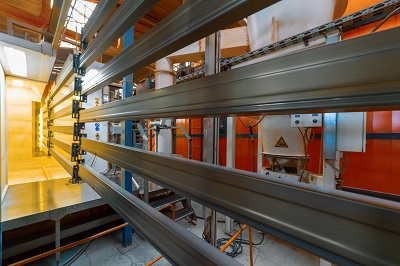 A picture of a powder coating line