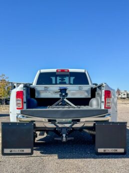 A picture of the Blue Ox Mud Flap System on a truck.