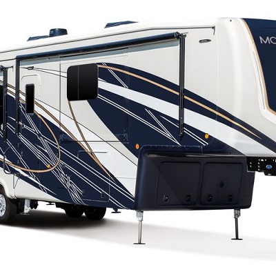 An exterior picture of a 2023 DRV Luxury Suites fifth wheel