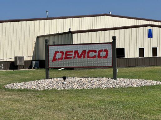 A picture of Demco's sign at the supplier's Spencer, Iowa, facility.