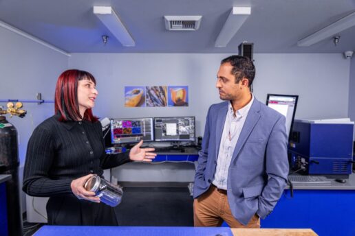 A picture of the Dragonfly team members in the Research and Development lab.