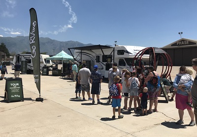 A picture from a Go RVing experiential event in 2020 in Wasatch showing consumers lined up awaiting an RV tour.