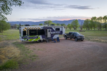 A picture of the Harvest Hosts RV for its chief retirement officer.