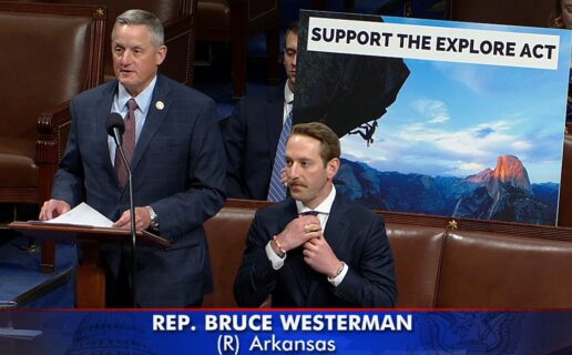 A picture of House Natural Resources Committee Chairman Bruce Westerman at the House of Representatives meeting on the Expanding Public Lands Outdoor Recreation Experiences Act.