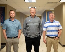 A picture of Keystone RV Springdale and Hideout team members. (L to R) Hideout National Sales Manager Josh Lauck, Hideout and Springdale General Manager Jeff Rank, Springdale National Sales Manager Phil Mack.