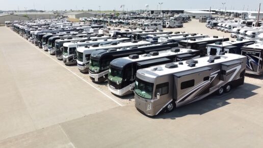 A picture of Motor Home Specialist's lot.