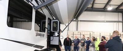 A picture of RV Technical Institute students learning proper installation techniques in Elkhart, Indiana.