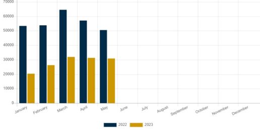 A picture of the monthly RVIA wholesale RV shipment chart