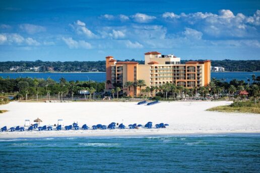 A picture of the Sheraton Sand Key Resort on the beach.